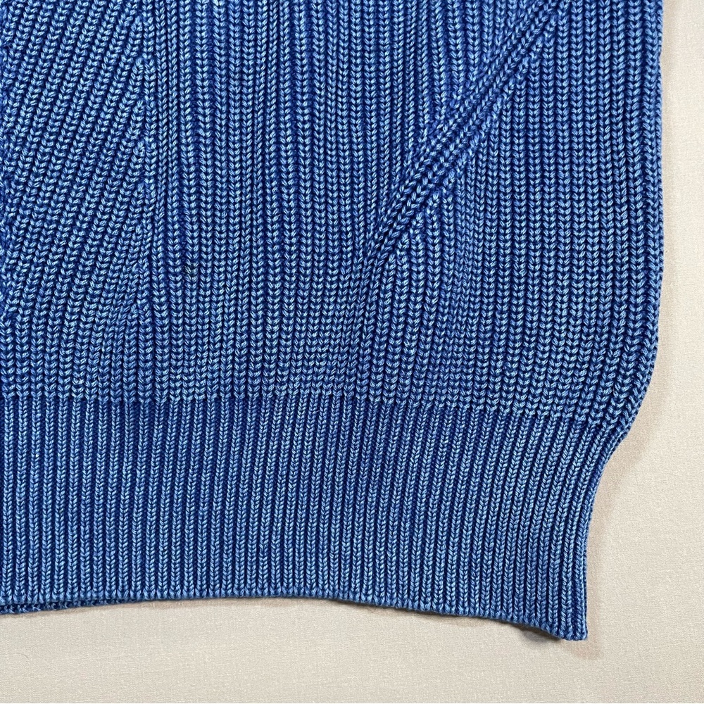 Demylee Chelsea Cotton Crew Sweater in Washed Denim, Herringbone - Womens Medium - Picture 13 of 16
